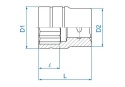 833084S - NASADKA KRÓTKA 1" CALOWA 2-5/8" x 90mm 12-kąt. Cr-V