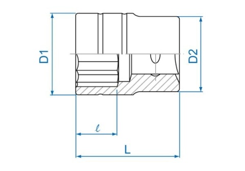 833084S - NASADKA KRÓTKA 1" CALOWA 2-5/8" x 90mm 12-kąt. Cr-V
