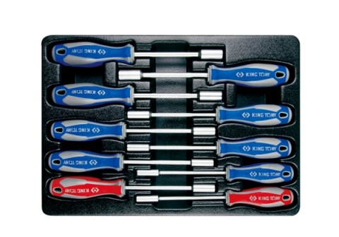 9-30110CR - ZESTAW WKRĘTAKÓW Z NASADKĄ 10 cz. 6-13mm + 1/4", 5/16", WKŁAD DO WÓZKA