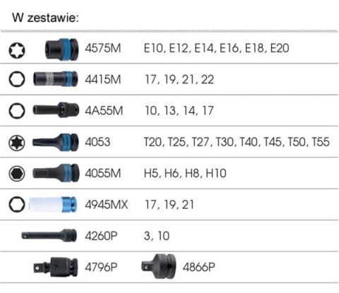 PROMOCJA - 9-4443MPV - ZESTAW NASADEK UDAROWYCH 1/2" 33cz. WKŁAD Z PIANKI EVA DO WÓZKA PROMOCJA - 9-4443MPV - ZESTAW NASADEK UDAROWYCH 1/2" 33cz. WKŁAD Z PIANKI EVA DO WÓZKA