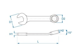 10D0-17 - KLUCZ PŁASKO-OCZKOWY KRÓTKI 17mm x 130mm