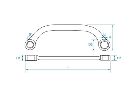 19501214 - KLUCZ OCZKOWY DWUSTRONNY WYGIĘTY 12 x 14mm 19501214 - KLUCZ OCZKOWY DWUSTRONNY WYGIĘTY 12 x 14mm