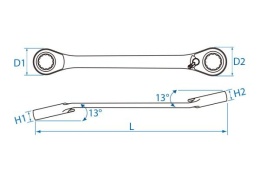 37371415M - KLUCZ OCZKOWY DWUSTRONNY Z GRZECHOTKĄ DWUKIERUNKOWĄ 72 ZĘBY 14mm x 15mm