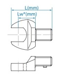 34501136M - GŁOWICA DO KLUCZA DYNAMOMETRYCZNEGO 9x12mm Z KLUCZEM PŁASKIM 36mm
