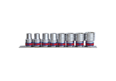 4010SR - ZESTAW NASADEK CALOWYCH 1/2" 8cz. KRÓTKIE 12-kąt. 3/8" - 7/8", SZYNA
