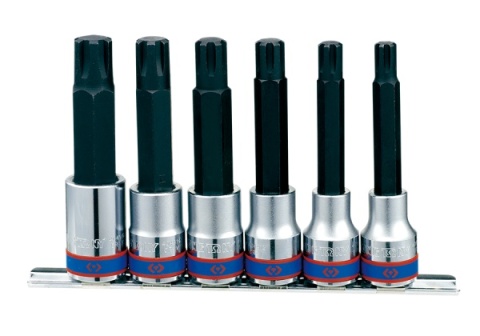 4116PR - ZESTAW NASADEK Z KOŃCÓWKĄ RIBE 1/2" 6cz. DŁUGIE M9 - M16, SZYNA