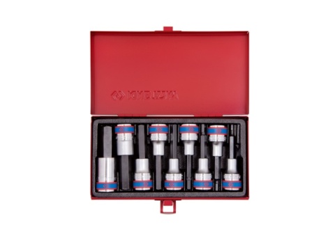 PROMOCJA - 4120PR - ZESTAW NASADEK Z KOŃCÓWKĄ HEX 1/2" 9 cz. DŁUGIE 4 - 17mm KASETA