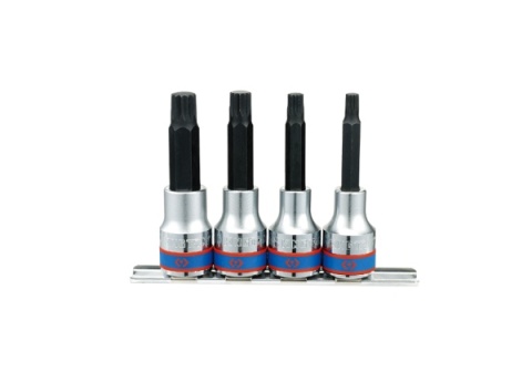 4136PR - ZESTAW NASADEK Z KOŃCÓWKĄ SPLINE 1/2" 4cz. DŁUGIE M6 - M12, SZYNA
