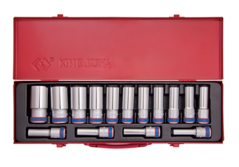 4215MR - ZESTAW NASADEK 1/2" 15cz. DŁUGIE 12-kąt. KASETA