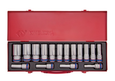 4216MR - ZESTAW NASADEK 1/2" 16cz. DŁUGIE 10 - 32mm 12-kąt. KASETA