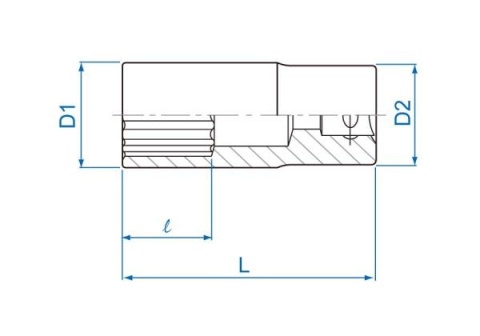 423016M - NASADKA DŁUGA 1/2" 16mm x 77mm 12-kąt Cr-V