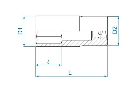 423512S - NASADKA DŁUGA 1/2" 3/8" x 77mm 6-kąt Cr-V