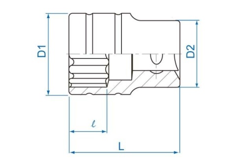 433011MR - NASADKA KRÓTKA 1/2" 11mm x 38mm 12-kąt. Cr-v