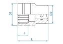 433020SR - NASADKA KRÓTKA 1/2" CALOWA 5/8" x 38mm 12-kąt. Cr-v