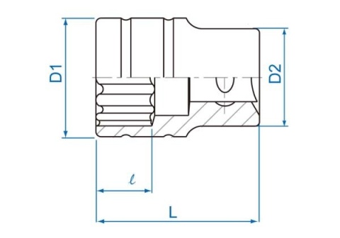 433020SR - NASADKA KRÓTKA 1/2" CALOWA 5/8" x 38mm 12-kąt. Cr-v