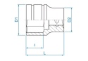 433518SR - NASADKA KRÓTKA 1/2" CALOWA 9/16" x 38mm 6-kąt. Cr-v
