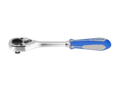 4767-10G - GRZECHOTKA DWUSTRONNA 1/2" Z 12-kąt. GNIAZDEM (NASADKĄ) 19mm 32 ZĘBY 250mm UCHWYT GUMOWY