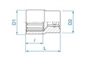 233005S - NASADKA KRÓTKA 1/4" 5/32" x 24mm, 12-kąt. Cr-V